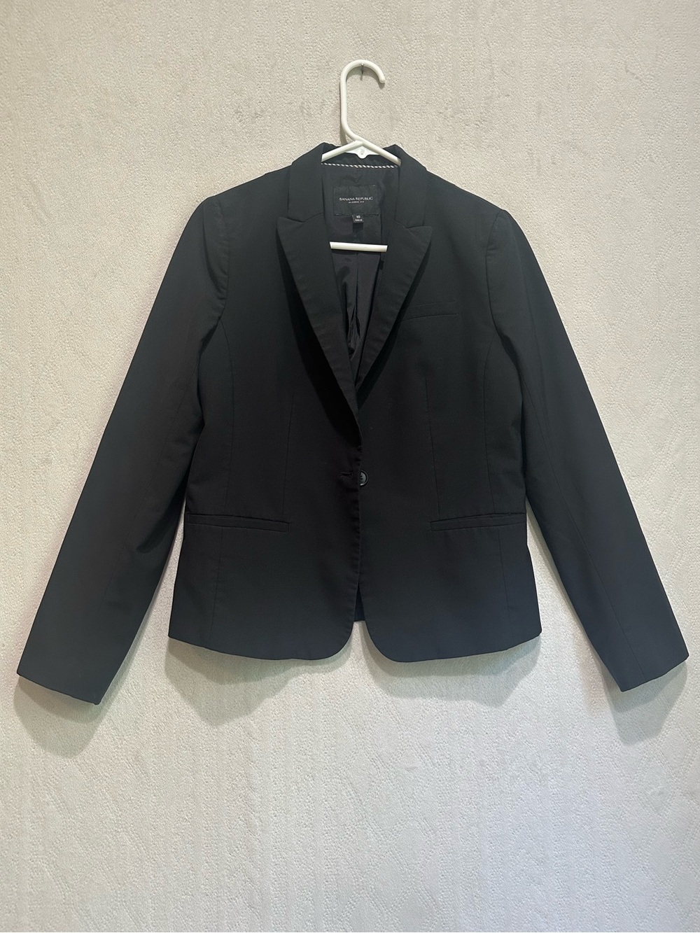 Banana Republic Classic Fit Black Women Marzotto Washable Italian Wool Blazer 10